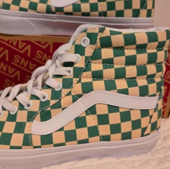Vans Sk8 Hi Men 10 Checkerboard Light Green White Classic Retro 032026 - Picture 2 of 9
